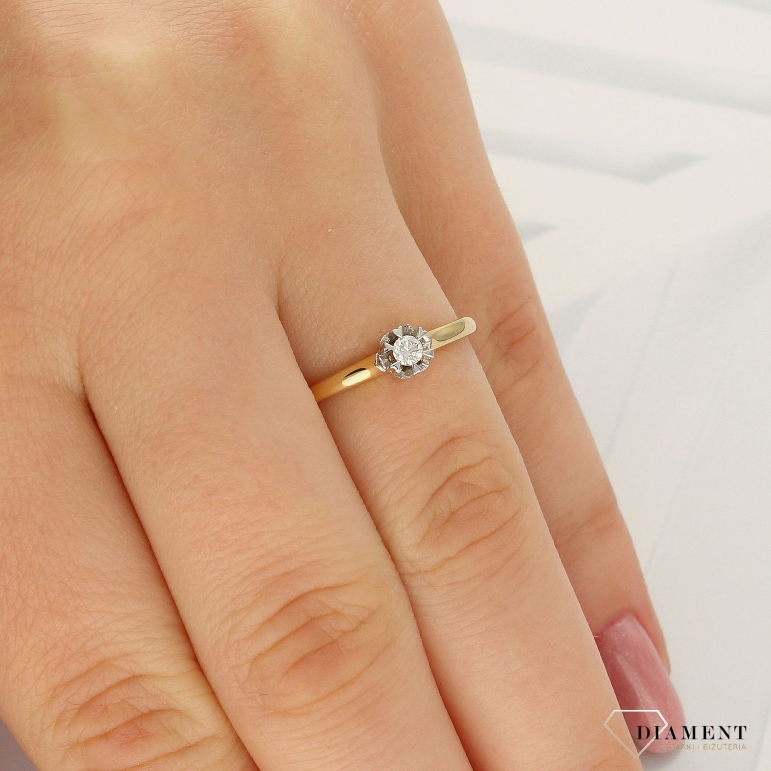 Pierścionek złoty DIAMENT żółte złoto, diamenty 0660027092 HSI.jpg